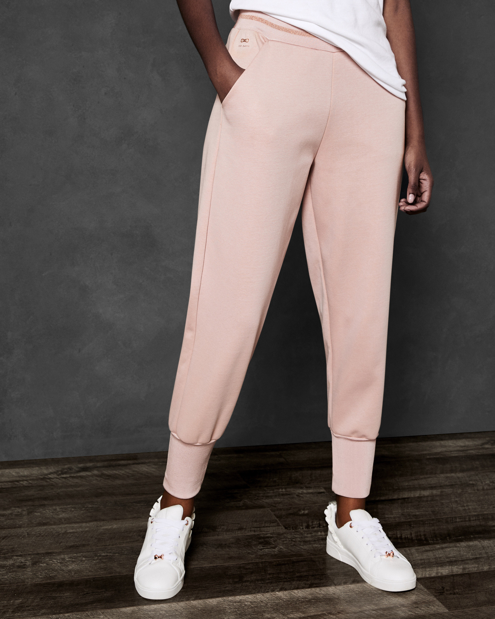 CRISTAI Jersey jogger with lurex rib detail