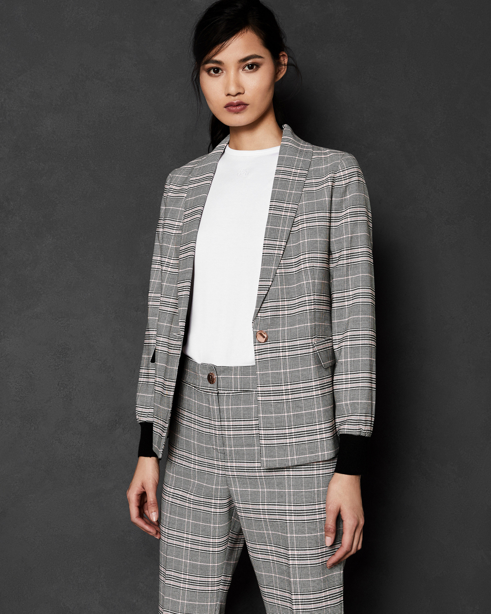 KIMM Contrast cuff check blazer