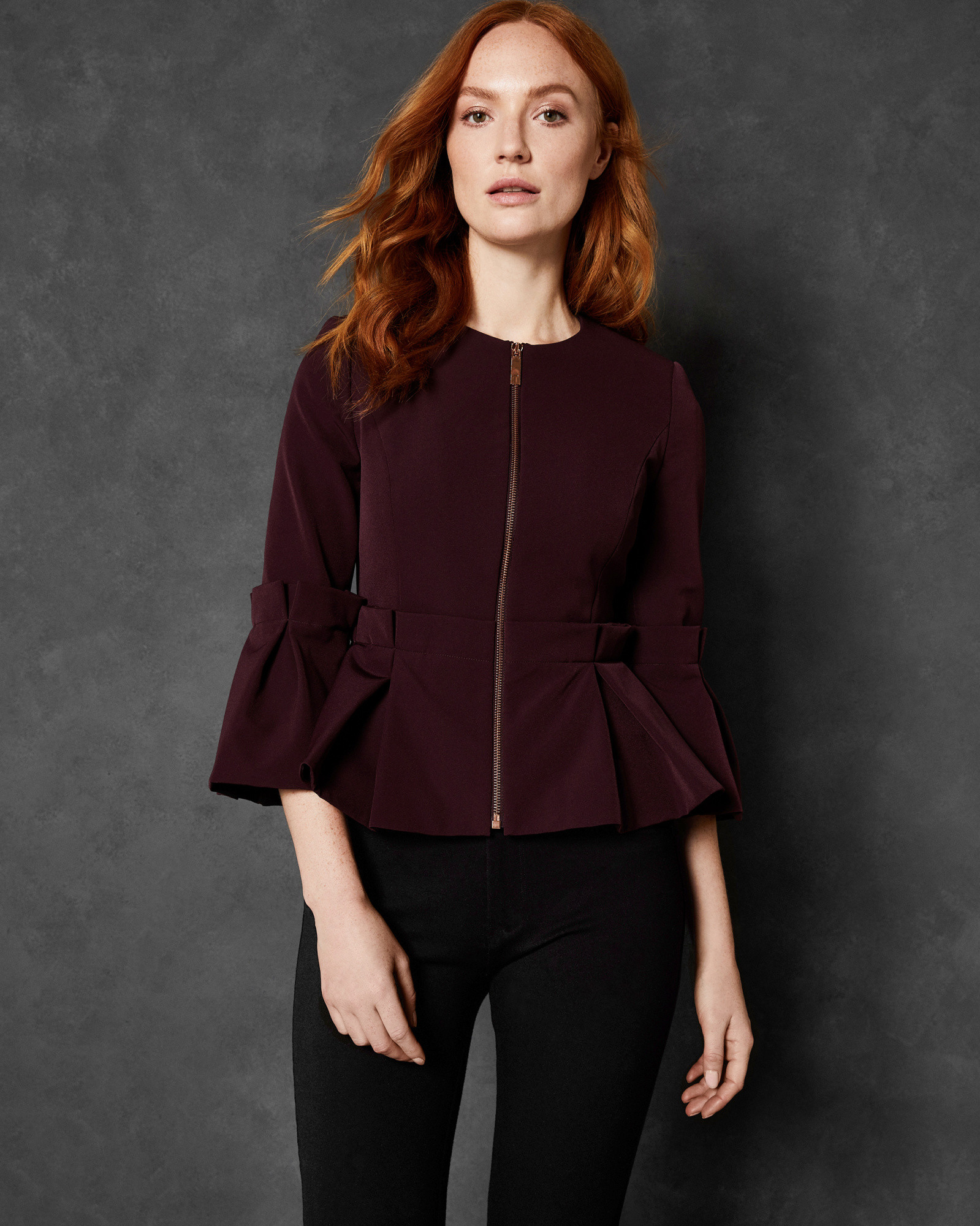 MAGGI Peplum crop sleeve jacket