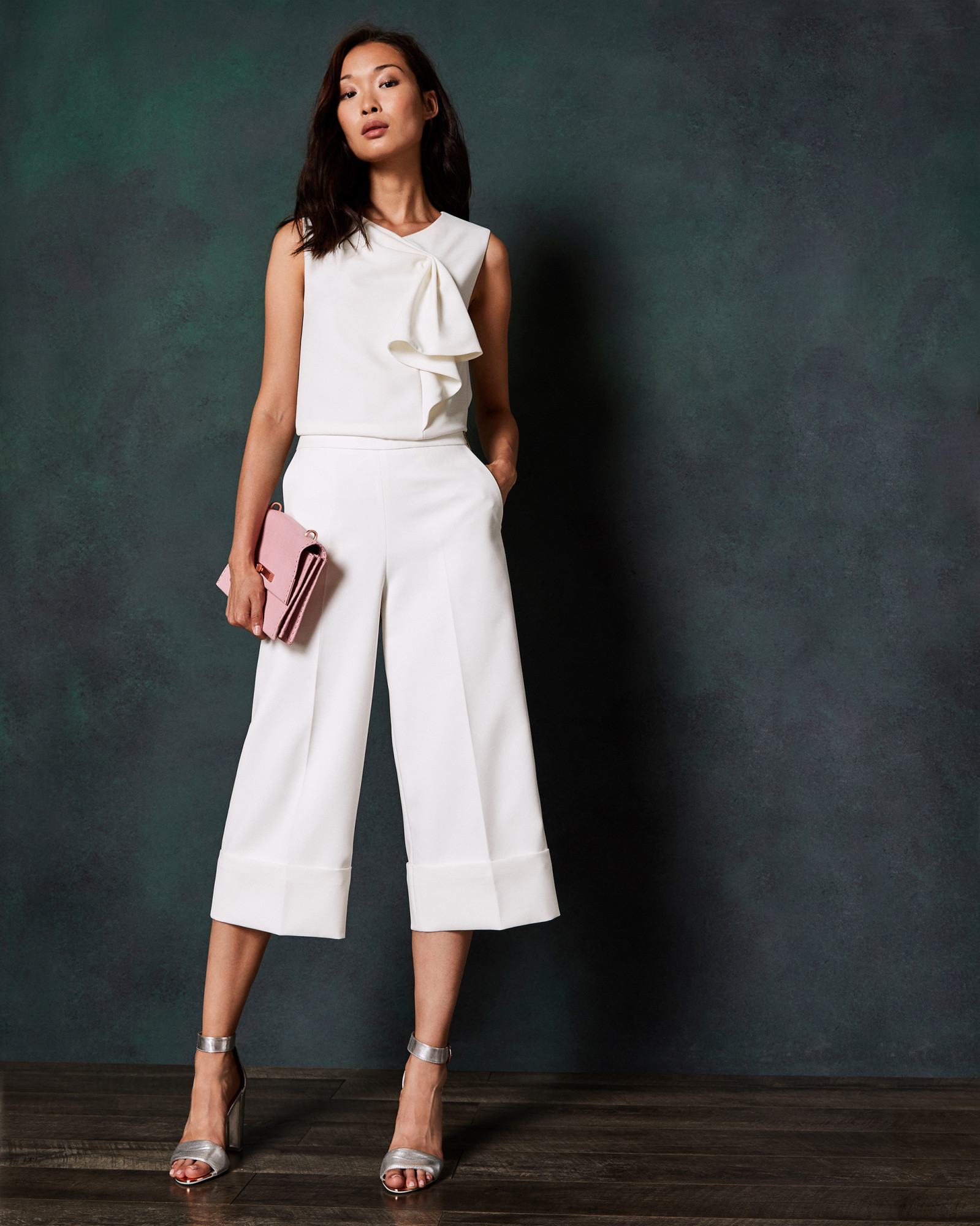 PPOLLYT Wide leg cuff detail culottes