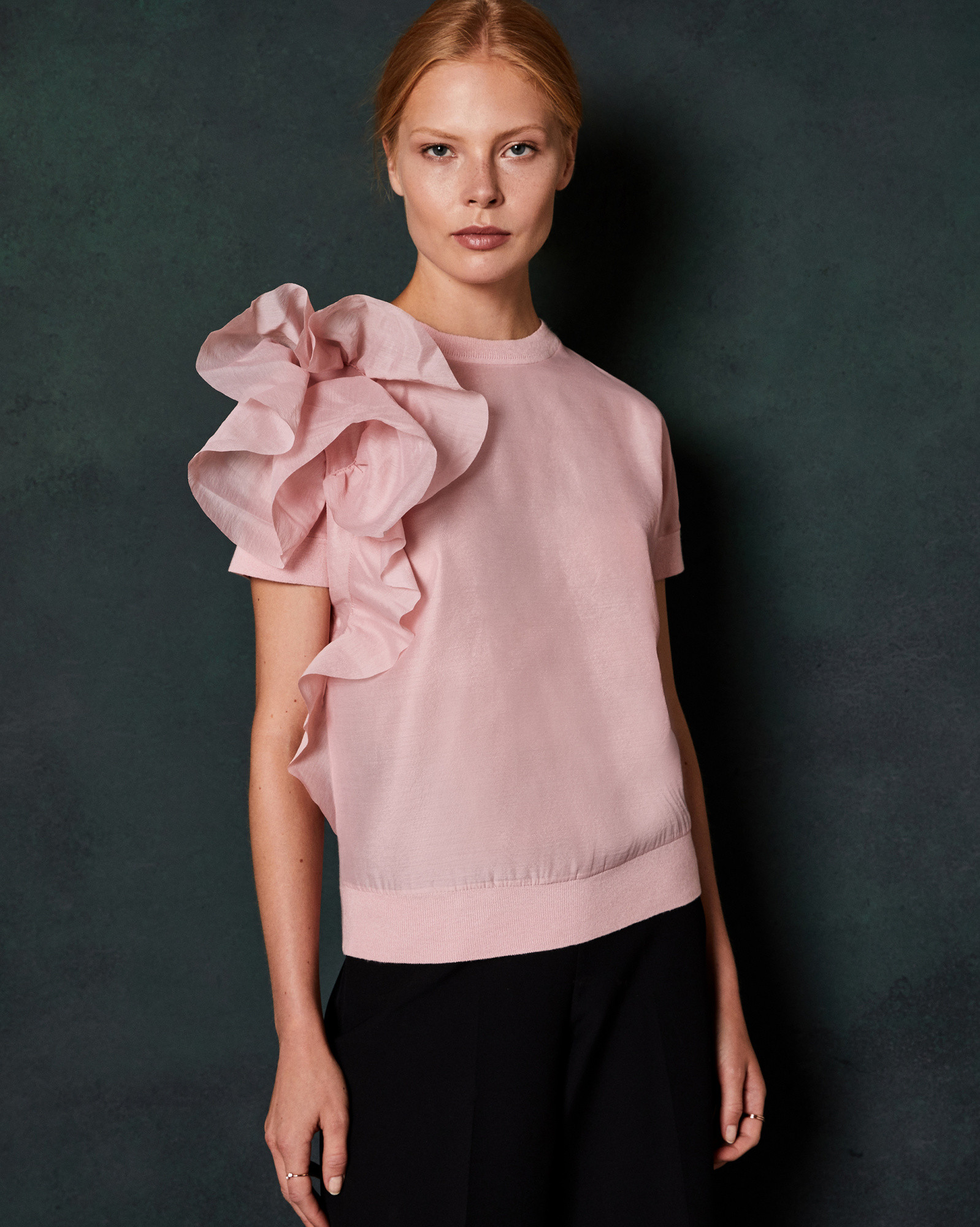 ANABANE Ruffle detail knitted top