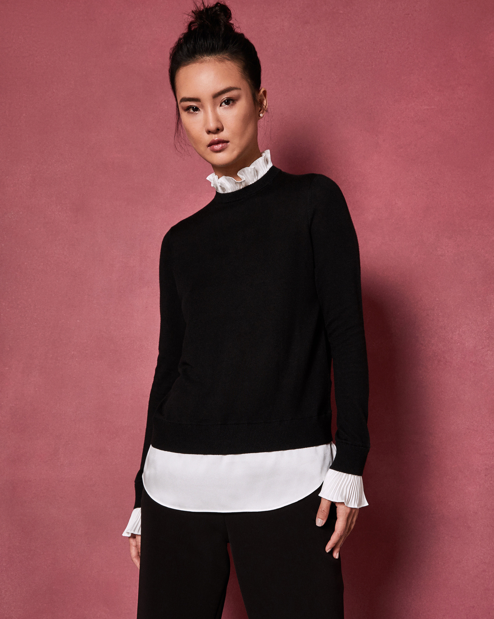 KAARINA Pleated neck collar jumper