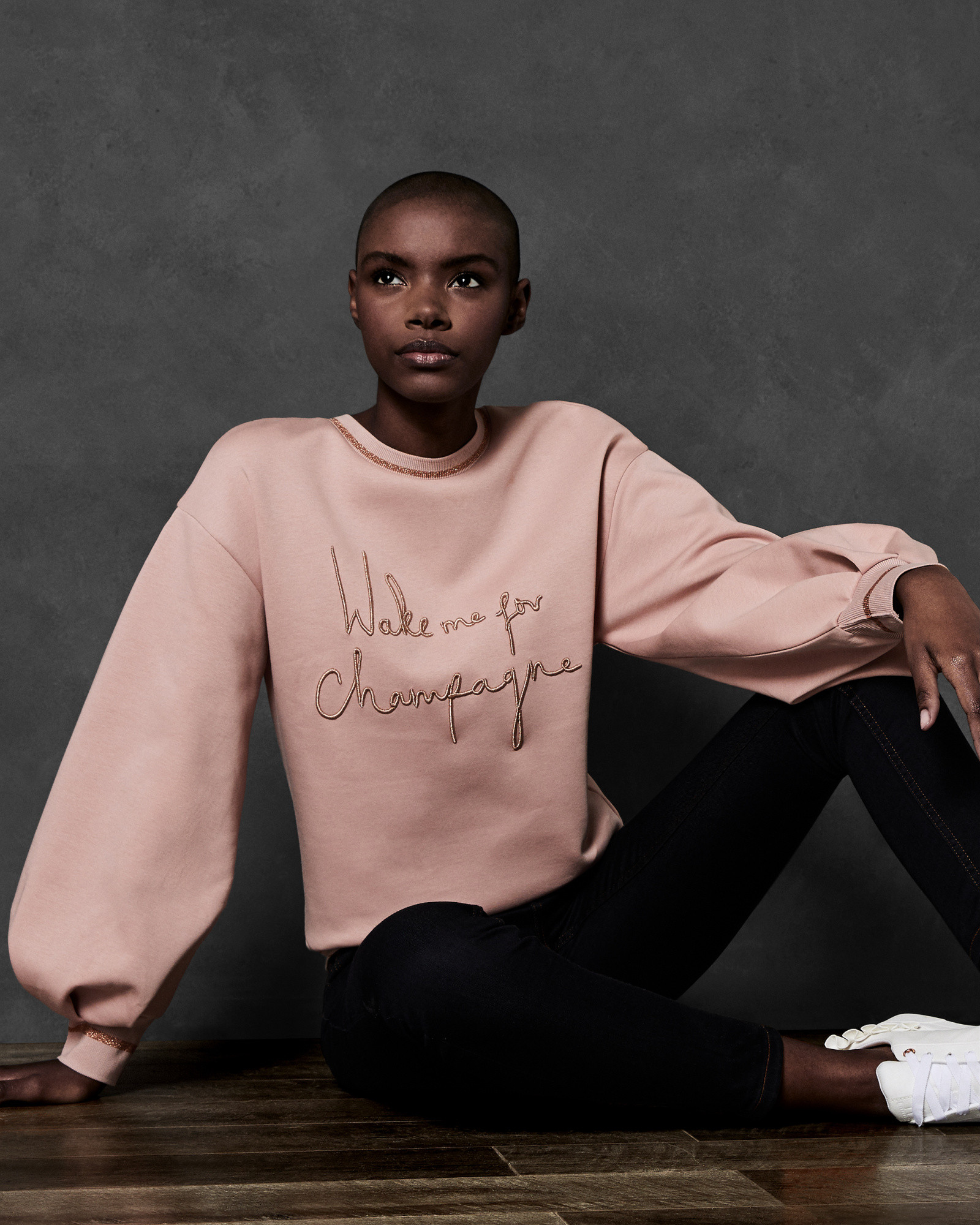 DAYZEI Champagne slogan cotton sweatshirt