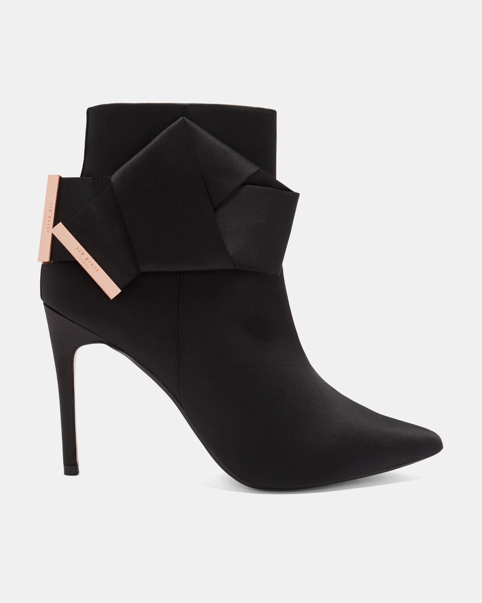 CELIAHH Knotted bow satin ankle boots