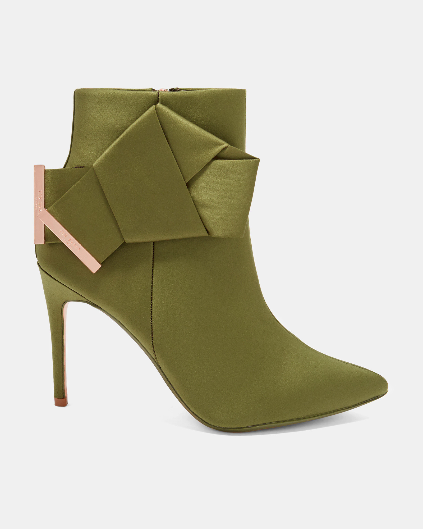 CELIAHH Knotted bow satin ankle boots