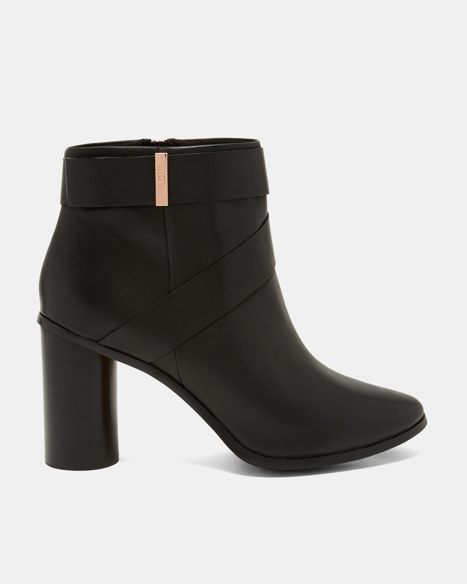 MATYNA Leather circle block heeled boots