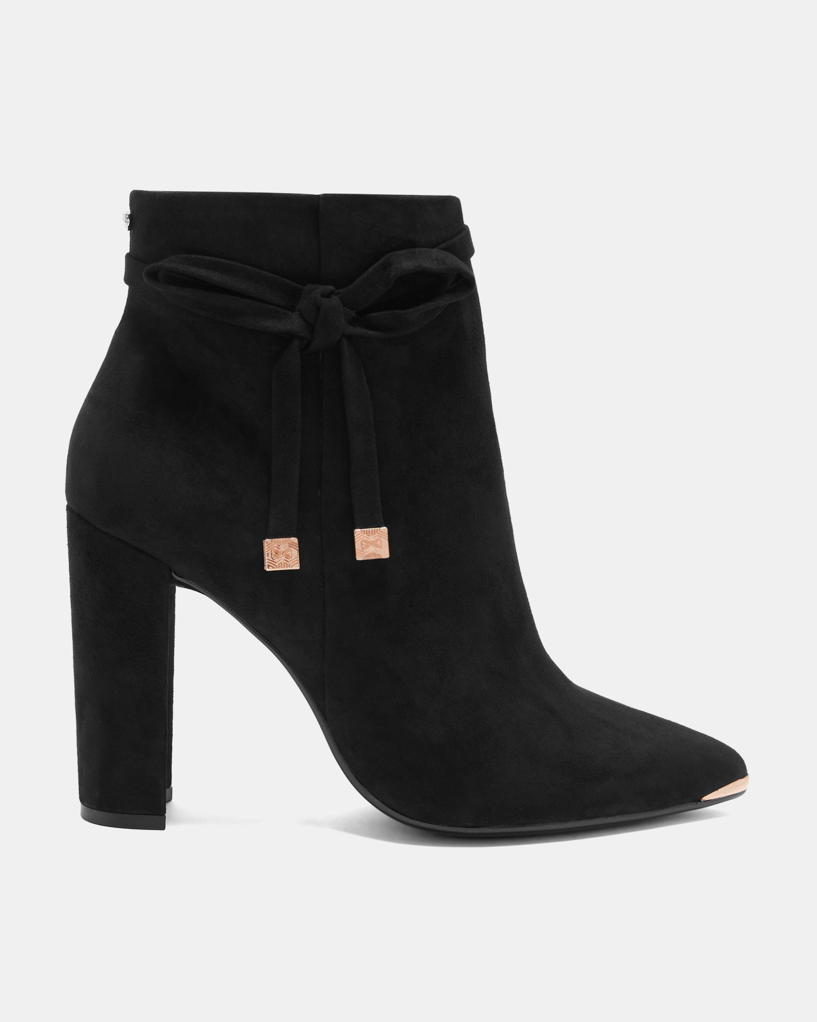 QATENA Suede bow detail ankle boots