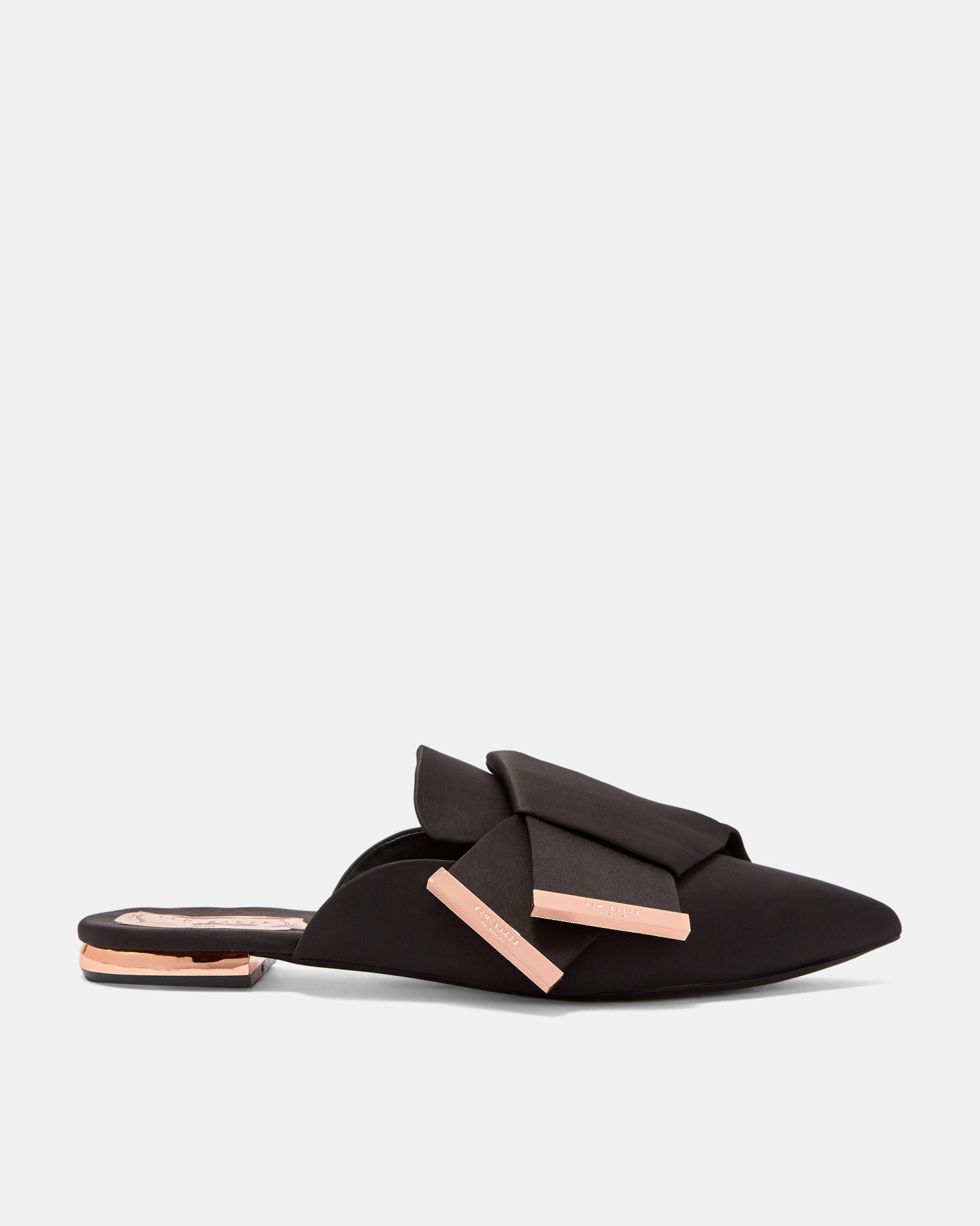 WRENA Knotted bow backless satin loafers